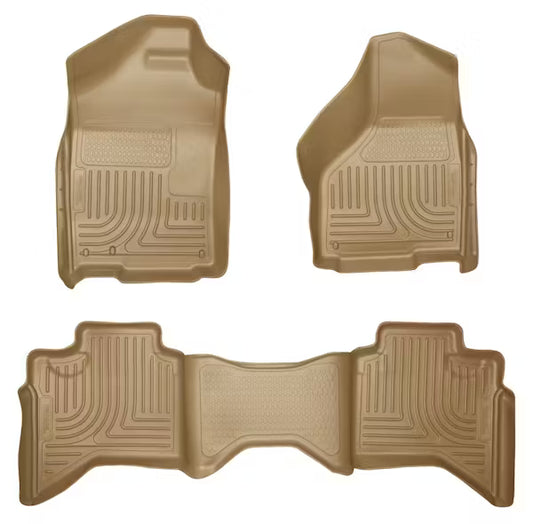 Husky Liner 98033 WeatherBeater Front & Rear Floor Liners for Ram 1500, 2500, 3500 Quad Cab - Tan