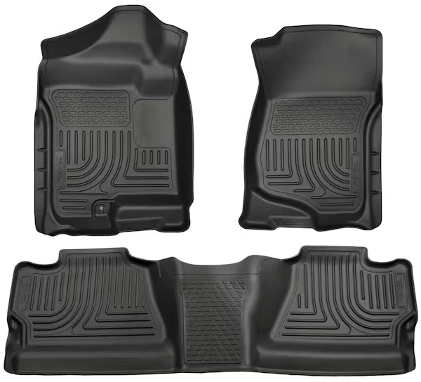 Husky Liner 98201 Front and Second Seat Floor Liners for Silverado/Sierra 1500 and 2500/3500 Crew Cab (Without Manual Shifter)