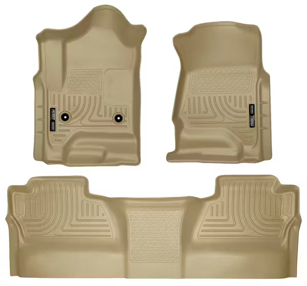 Husky Liner 98233 Silverado/Sierra Crew Cab Front and Second Row Floor Liners in Tan