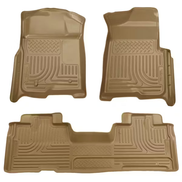 Husky Liner 98343 WeatherBeater Front and Second Row Floor Liners for Ford F150 SuperCab, Tan