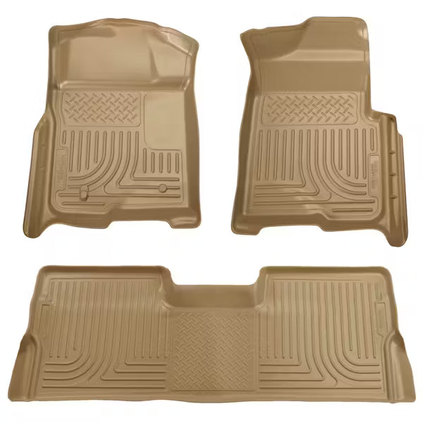 Husky Liner 98383 WeatherBeater Floor Mats for Ford SD Crew Cab 4x4, Tan