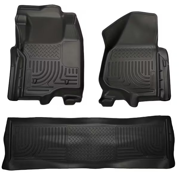 Husky Liner 98711 Front and Second Seat Floor Liners for Ford F250/F350/F450 Super Duty Crew Cab (Black)