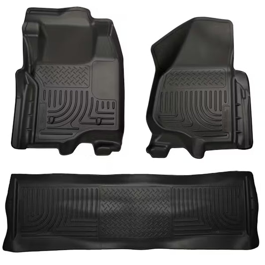 Husky Liner 98711 Front and Second Seat Floor Liners for Ford F250/F350/F450 Super Duty Crew Cab (Black)
