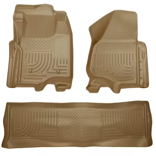 Husky Liner 98713 Front and Second Seat Floor Liners for Ford F250/F350/F450 Super Duty Crew Cab (Tan)