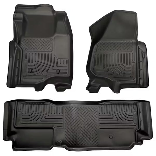 Husky Liner 98721 Front and Second Seat Floor Liners for Ford F250/F350/F450 Super Duty (Extended Cab) without Manual Transfer Case, Black