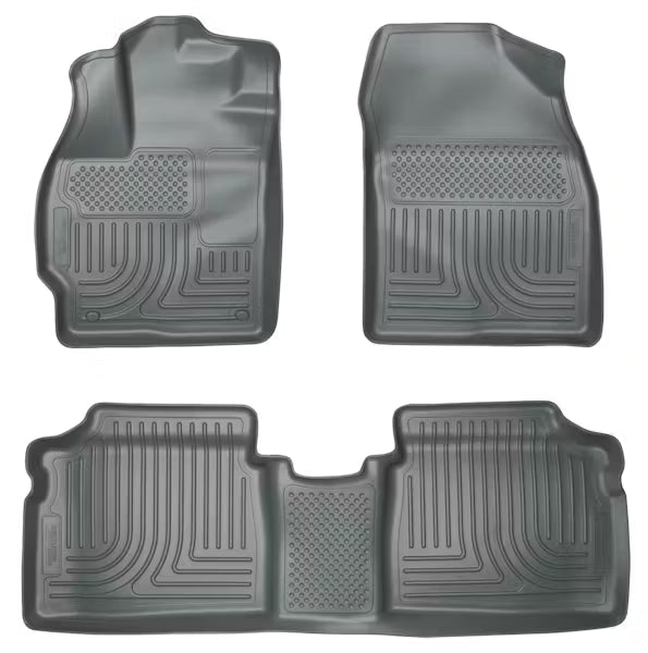 Husky Liners 98922 Custom Molded Front and Second Seat Floor Liners for 2014 Toyota Prius in Gray
