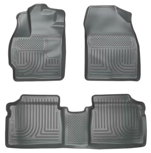 Husky Liners 98922 Custom Molded Front and Second Seat Floor Liners for 2014 Toyota Prius in Gray