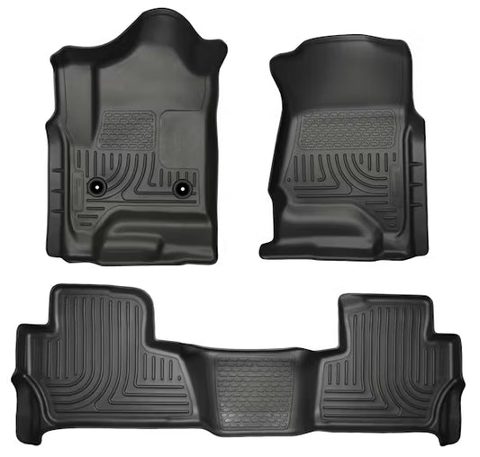 Husky Liner Weatherbeater Series Front & Second Row Floor Liners for 2015-2020 Chevrolet Tahoe and GMC Yukon - Black (Part #99201)