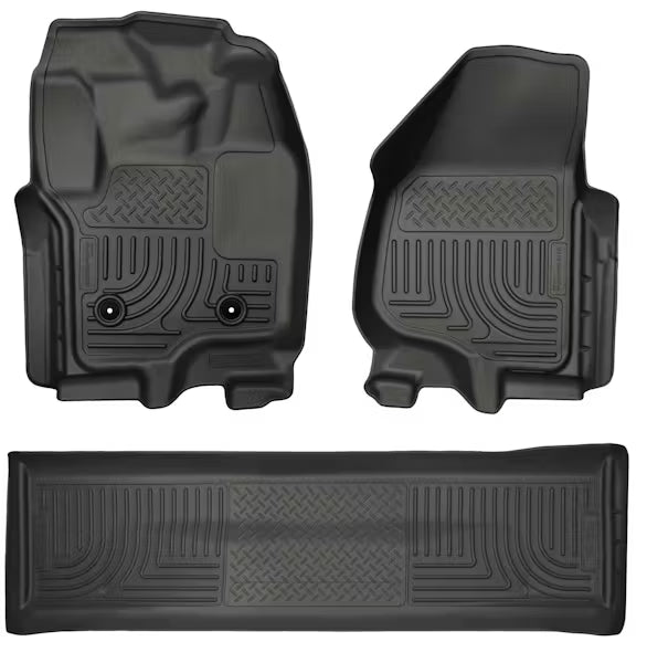 Husky Liner 99711 Front and Second Seat Floor Liners for 2016 Ford F250/F350/F450 Super Duty Crew Cab (Without Manual Transfer) in Black