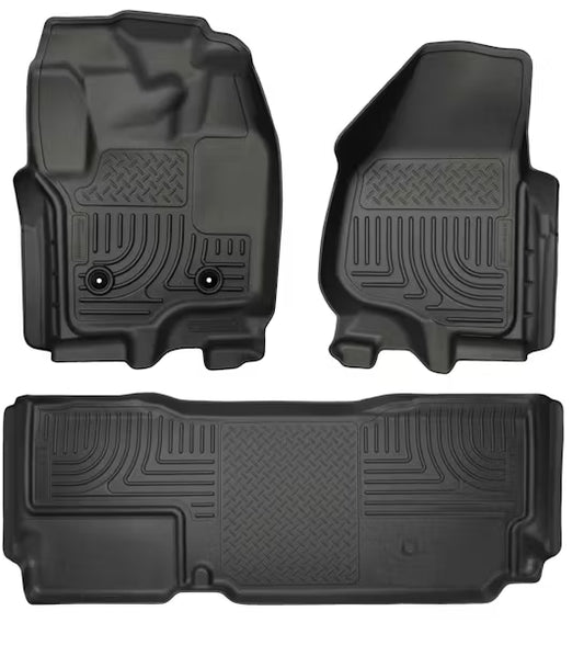 Husky Liner 99721 Front and Second Row Floor Liners for 2016 F250/F350/F450 Super Duty Super Cab (Without Manual Transfer), Black