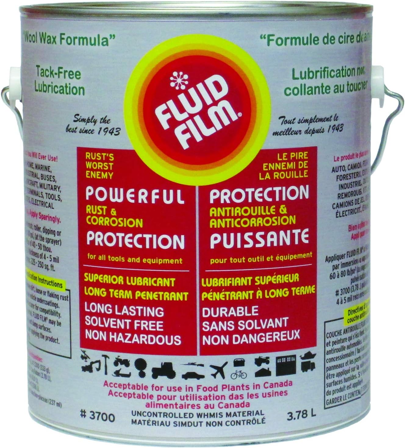 Fluid Film 1 Gallon Can Rust Inhibitor Rust Prevention Anti Corrosion Anti Rust Coating Undercoating Underbody Rust Proofing Corrosion Protection for Truck Snow Blower Mower Car Semi Tractor Bus