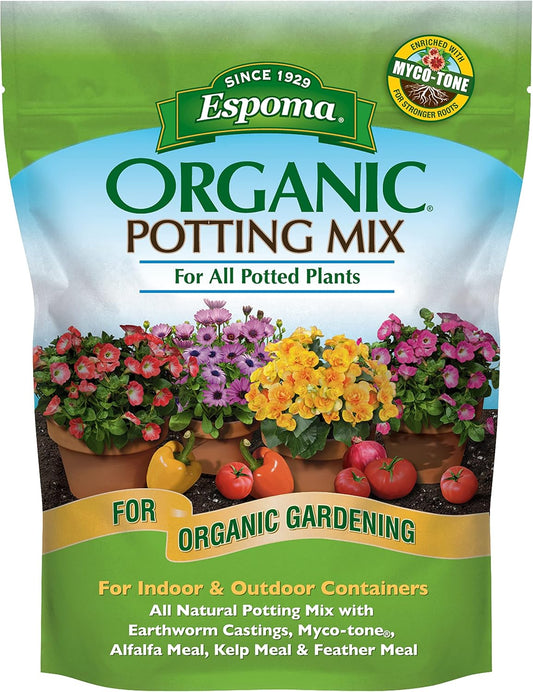 Espoma Organic Potting Soil Mix – 4qt Bag | All-Natural Soil for Indoor & Outdoor Plants, Herbs & Vegetables | Myco-Tone Enhanced | Pack of 1