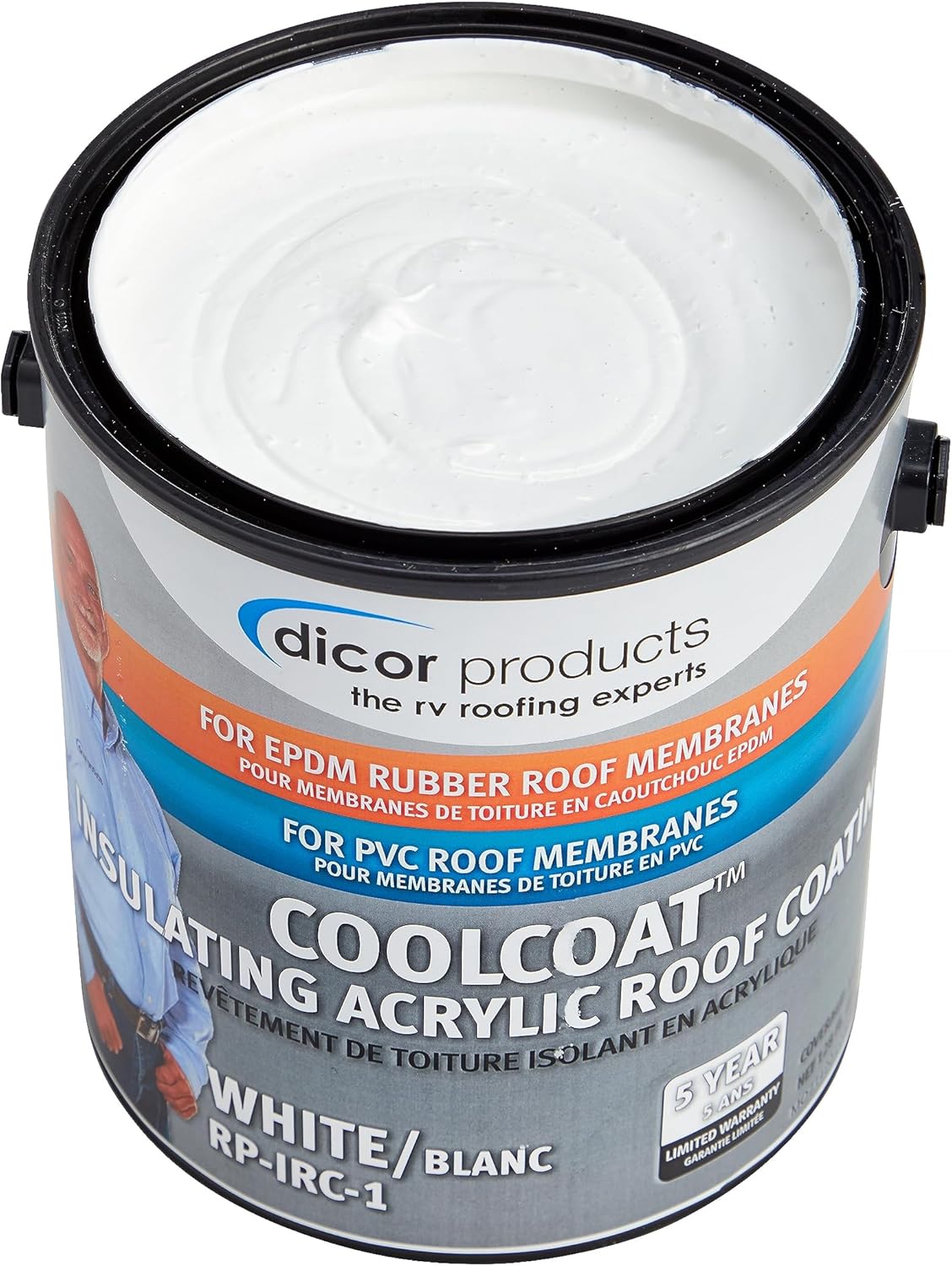 Dicor RP - IRC - 1 CoolCoat White Roof Coating 1 Gallon – Reflective EPDM/PVC RV Roof Sealant - Autosphere