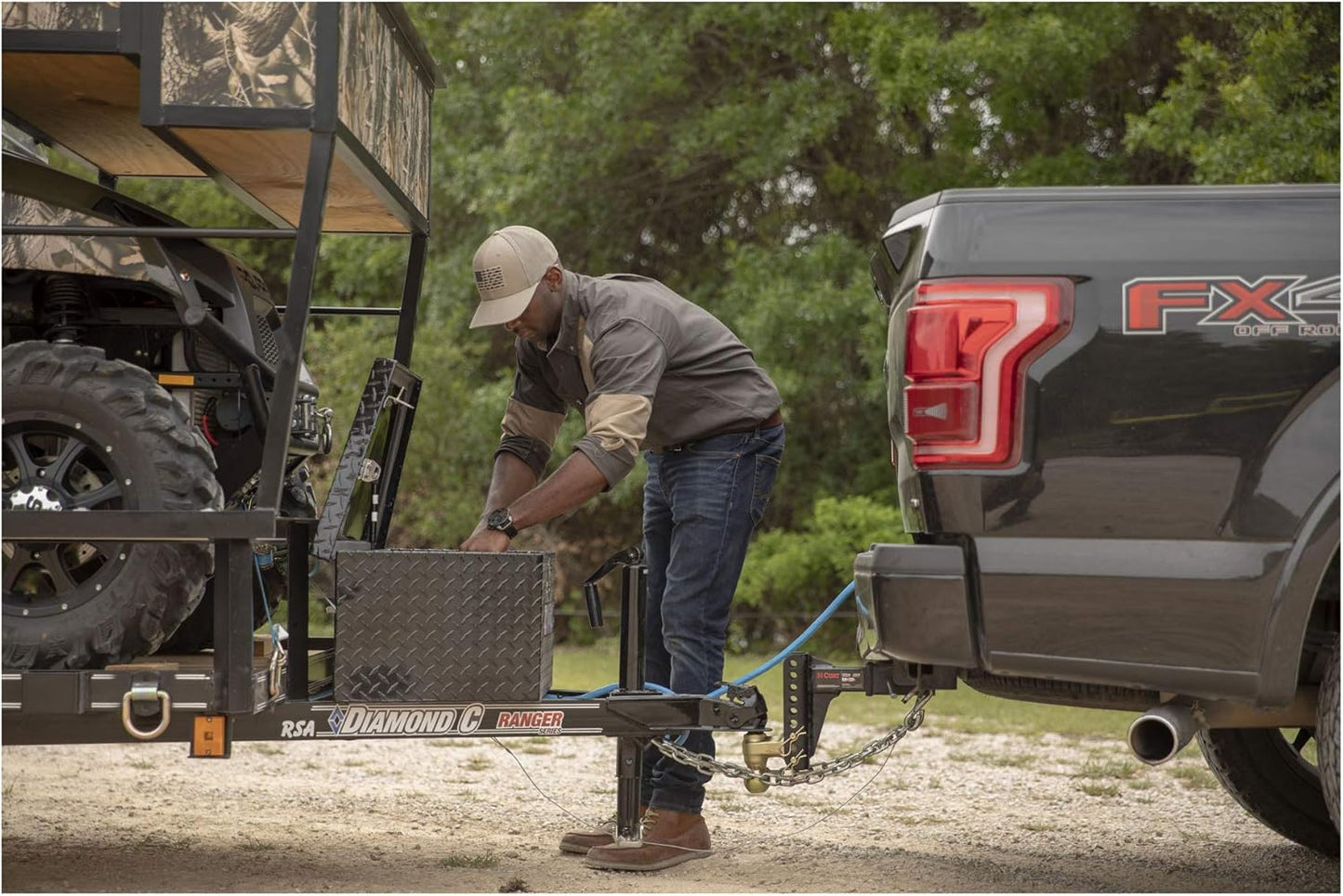 UWS EC20422 34-Inch Gloss Black Low-Profile Aluminum Trailer Tongue Tool Box – RigidCore Lid