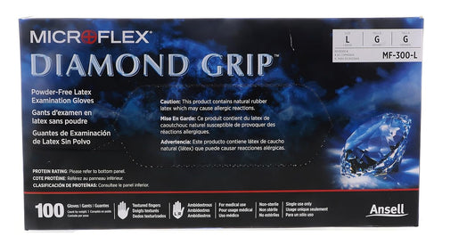 Ansell MICROFLEX ?Diamond Grip MF-300 Exam Standard Gloves - Size L, Natural (Bundle of 200)