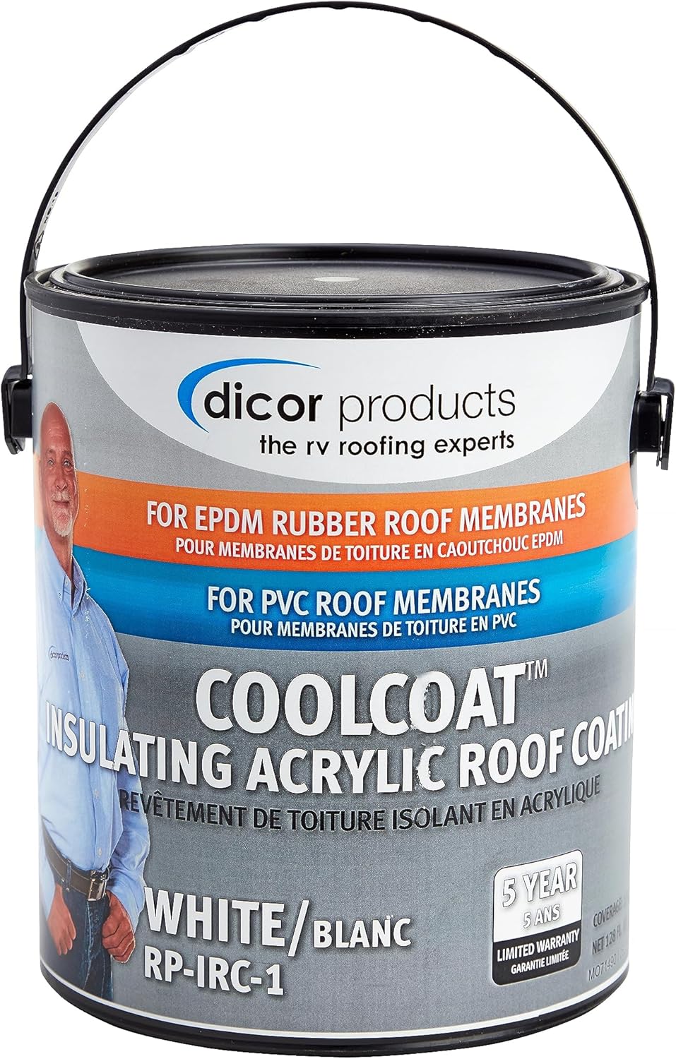 Dicor RP - IRC - 1 CoolCoat White Roof Coating 1 Gallon – Reflective EPDM/PVC RV Roof Sealant - Autosphere