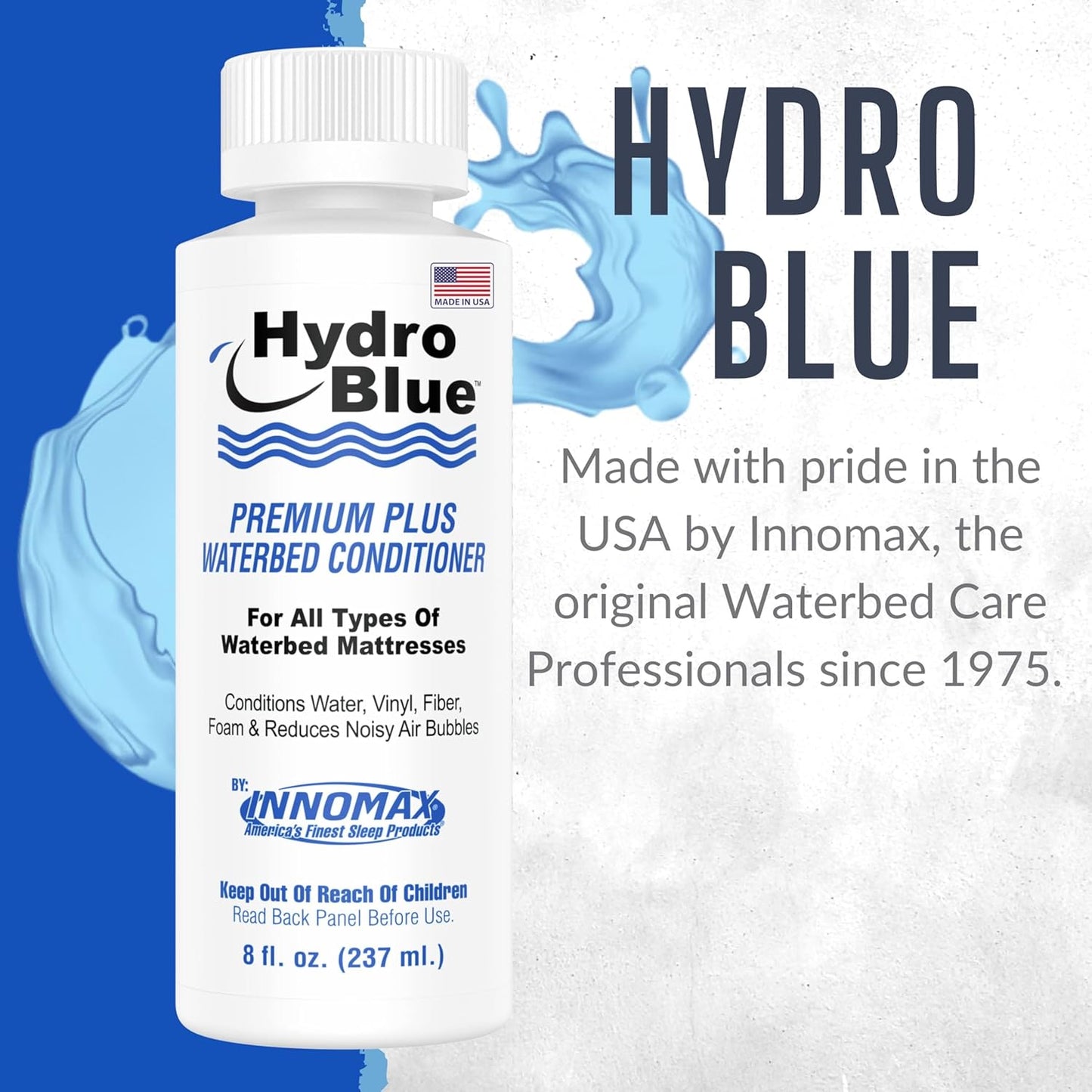 Global Climate Alliance Hydroblue Premium All Purpose Waterbed Conditioner 8 oz Bottles- Multi-Use Waterbed Mattress Care Product - Made in USA ~ Easy to Use, Safe for All Types of Waterbeds ~