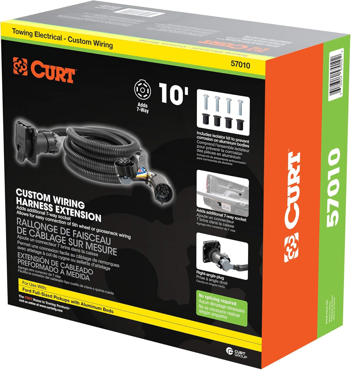 Curt Manufacturing 57010 10 ft Custom Vehicle/Trailer Wiring Harness for Ford F-150 with 5th Wheel and Gooseneck Extension