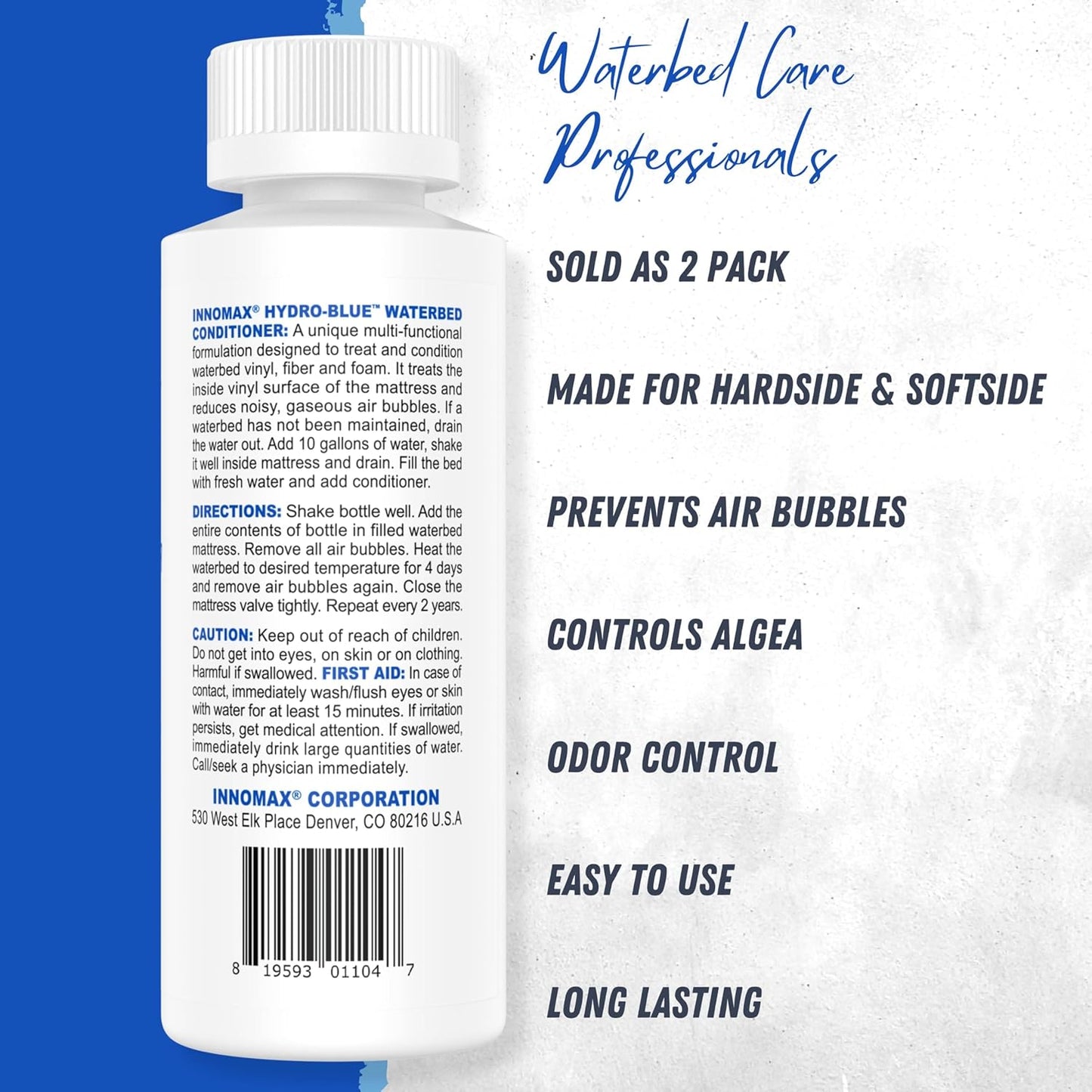 Global Climate Alliance Hydroblue Premium All Purpose Waterbed Conditioner 8 oz Bottles- Multi-Use Waterbed Mattress Care Product - Made in USA ~ Easy to Use, Safe for All Types of Waterbeds ~
