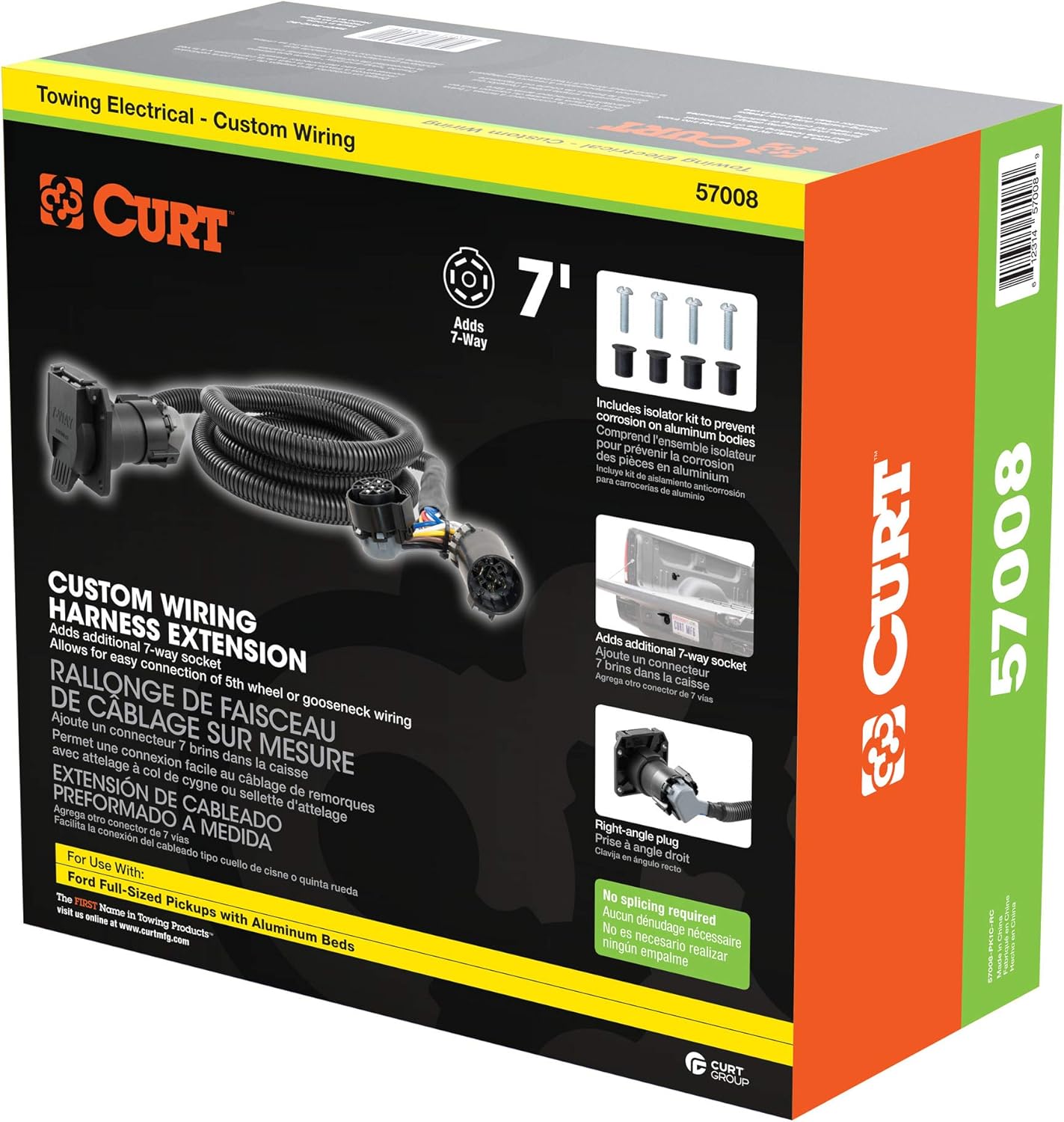 Curt Manufacturing 57008 15' Custom Vehicle-to-Trailer Wiring Harness for Ford F-150 with 5th Wheel/Gooseneck Extension