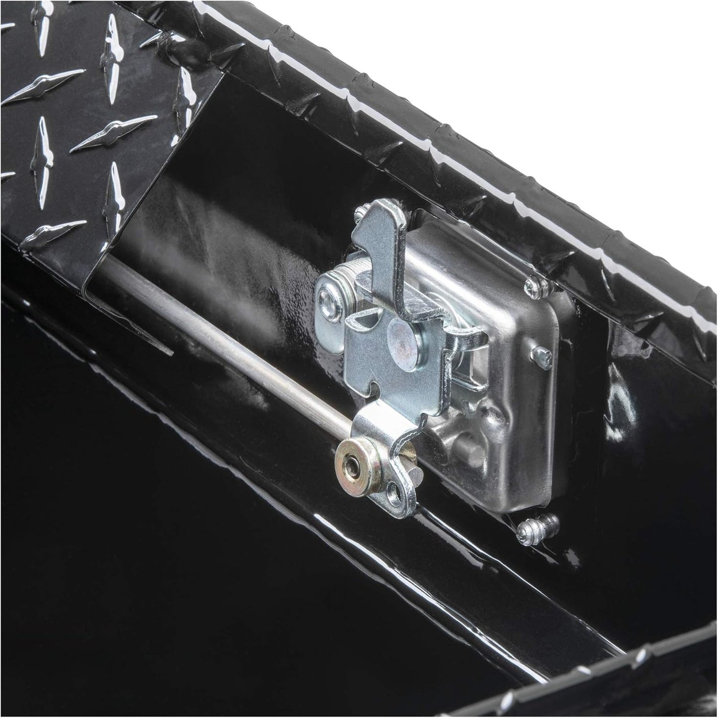 UWS EC20322 55" Gloss Black Heavy-Wall Aluminum Wedge Angled Truck Storage Box with RigidCore Lid – Secure, Weatherproof Tool Chest