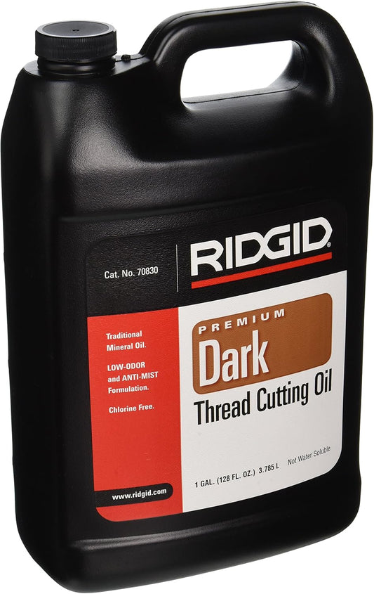 RIDGID 70830 Dark Thread Cutting Oil - 1 Gallon Bottle, Low-Odor, Anti-Mist, Chlorine-Free - Pack of 6
