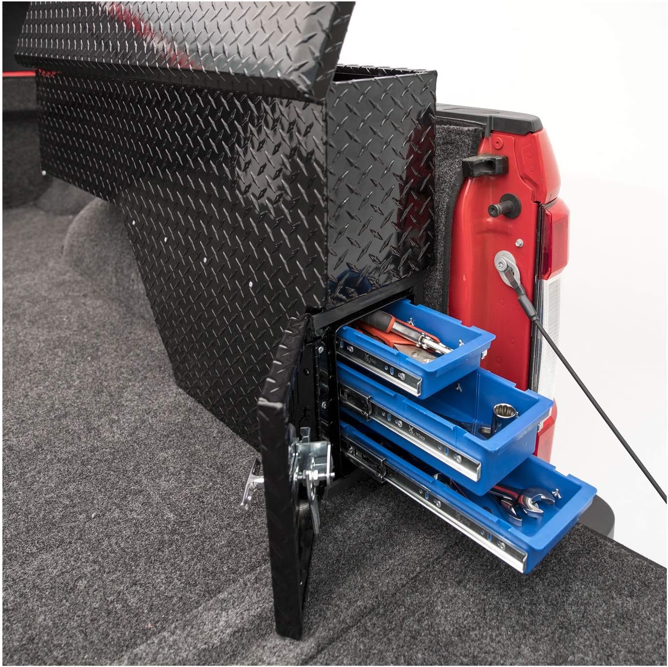 UWS FW-48-DS-P-BLK 48" Black Aluminum Driver Side Fenderwell Tool Box with Drawer