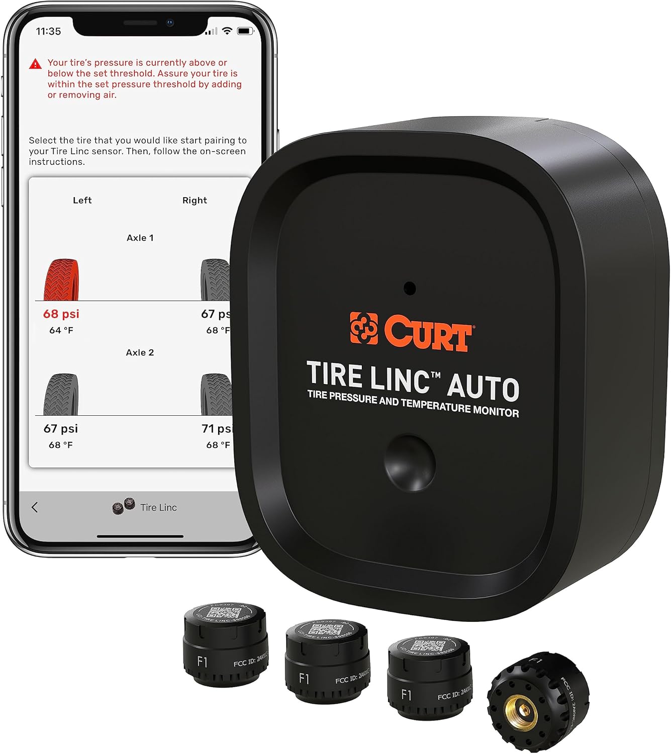 Curt Manufacturing Tire Linc Auto Advanced TPMS - Tire Pressure Monitoring System