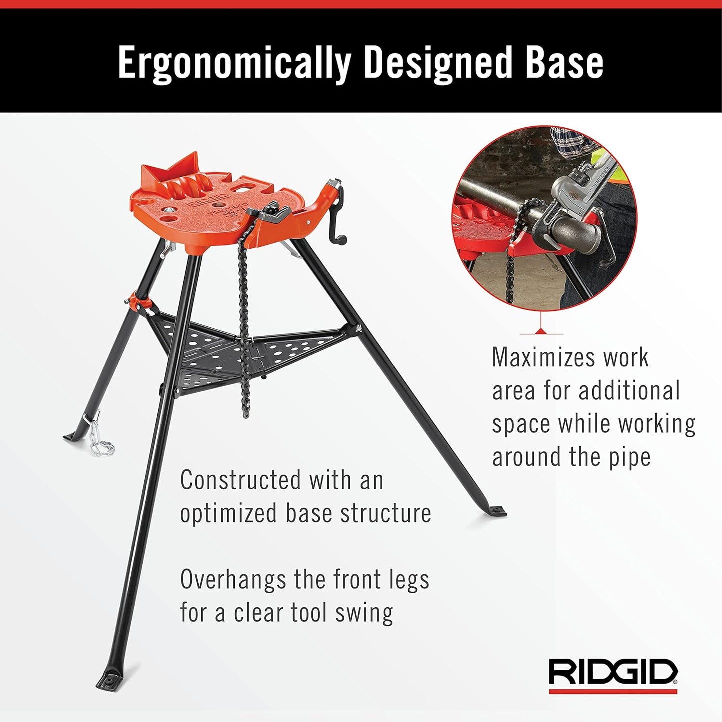 RIDGID 36273 TRISTAND® Portable Chain Vise 460-6 – Fits 1/8" to 6" Pipe Capacity
