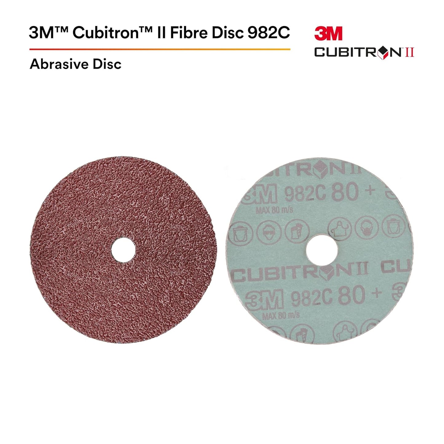 3M™ Cubitron™ II Fibre Disc 982C – 4-1/2 in, TN Quick Change, 36+ Grit, Precision-Shaped Grain – Heavy-Duty Abrasive Discs for Grinding, Deburring & Weld Removal (Pack of 25)
