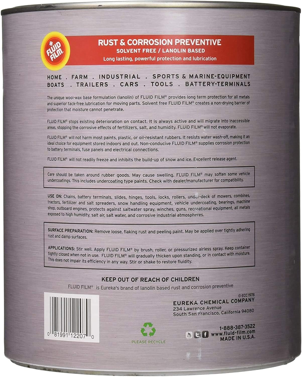 Fluid Film 1 Gallon Can Rust Inhibitor Rust Prevention Anti Corrosion Anti Rust Coating Undercoating Underbody Rust Proofing Corrosion Protection for Truck Snow Blower Mower Car Semi Tractor Bus