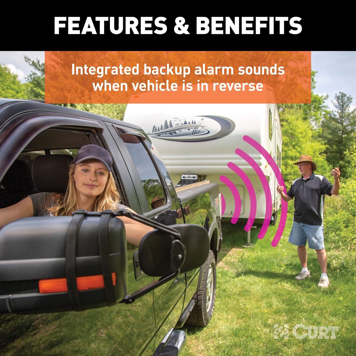 Curt Manufacturing 57102 Multifunction Socket with Backup Alarm - Universal Fit