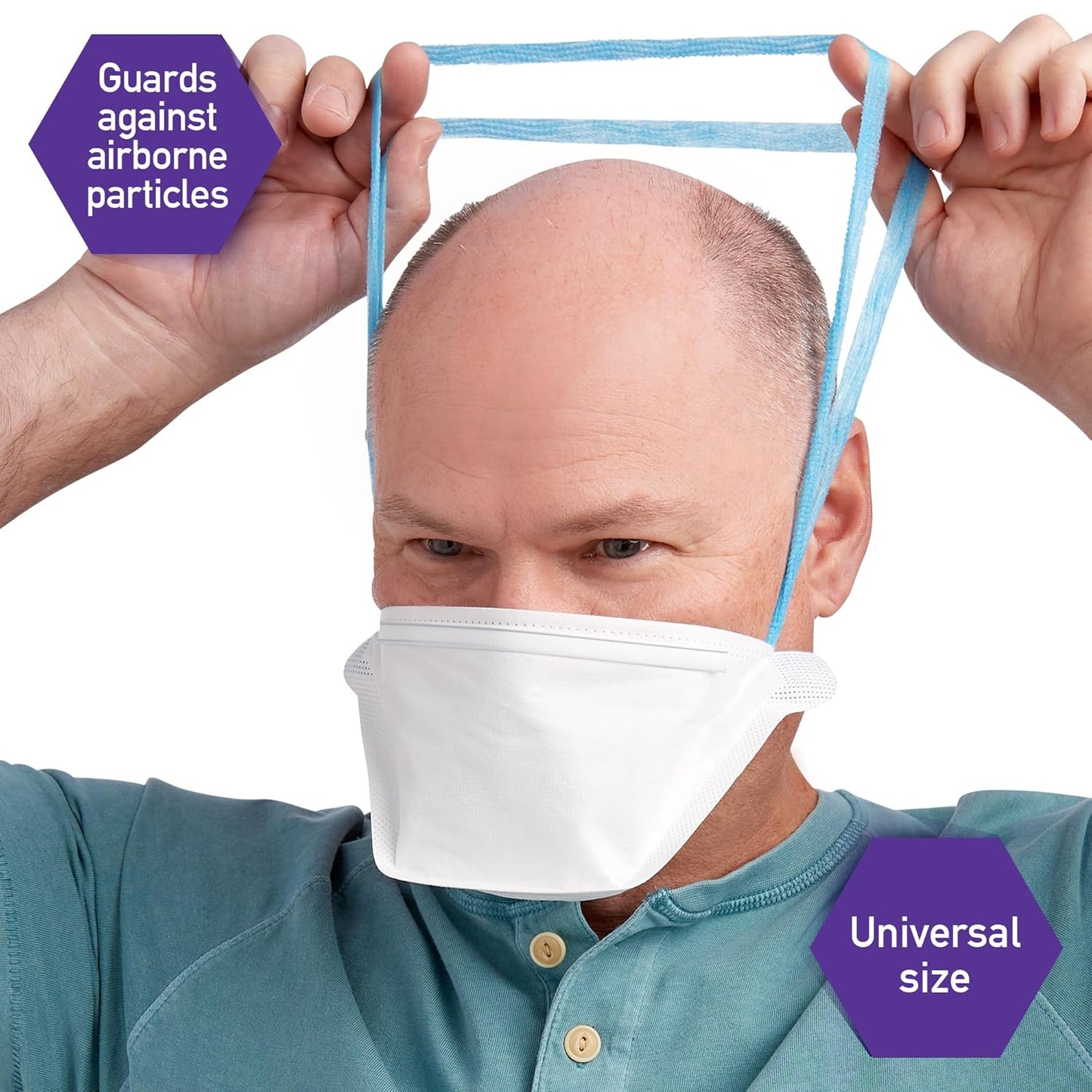 Kimberly-Clark Kimtech™ N95 Pouch Respirator (53358) – NIOSH-Approved, Regular Size, White, 50-Pack – Made in USA, Comfortable Fit with Soft Headbands