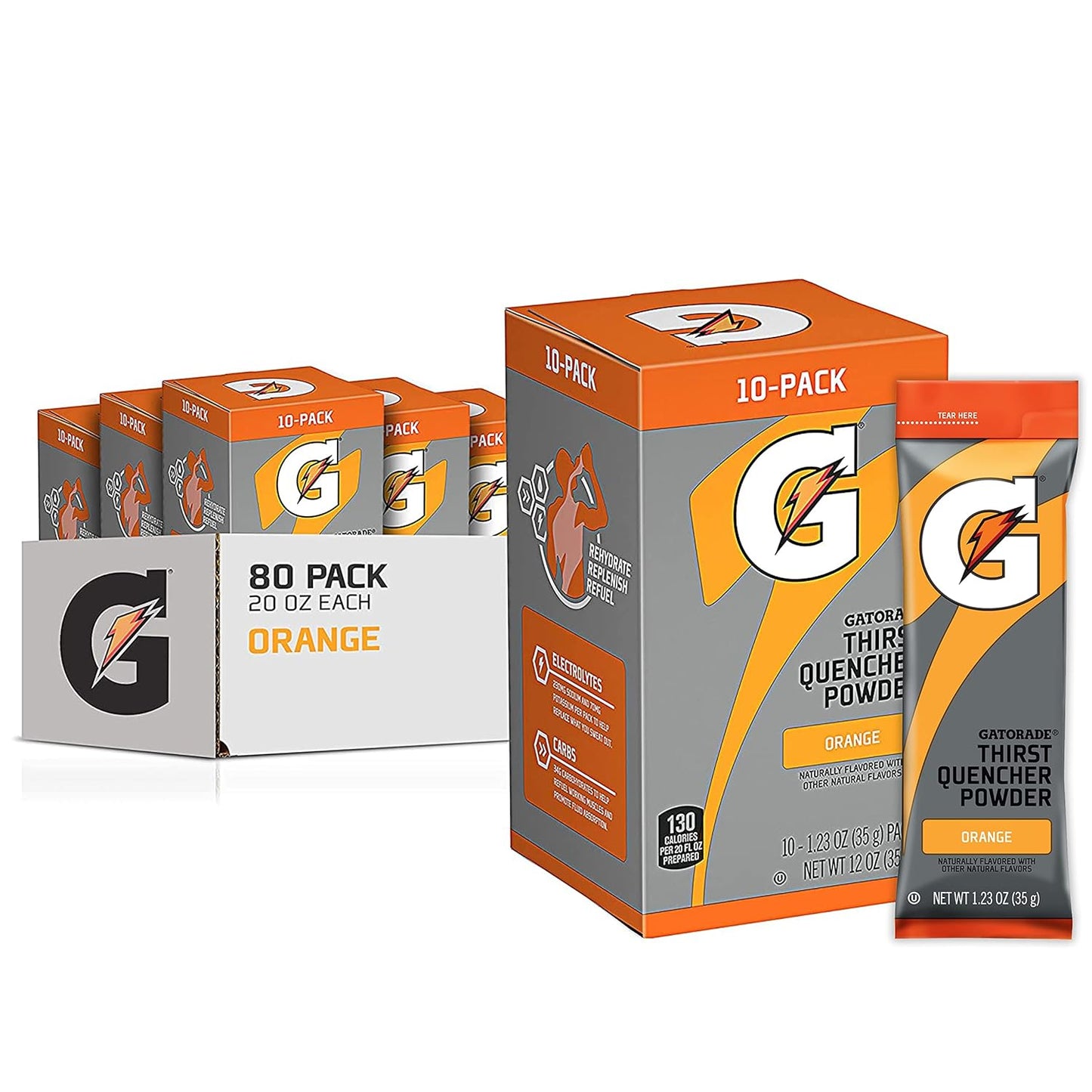 Gatorade Thirst Quencher Powder, Orange, 1.23oz Packets (80 Pack) – 04701