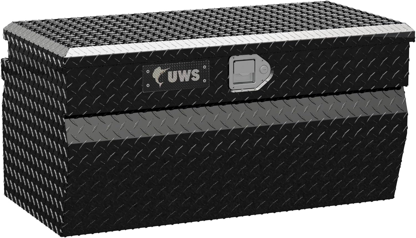 UWS EC20172 36" Gloss Black Aluminum Wedge Truck Storage Box with RigidCore Lid – Heavy-Duty & Lockable Tool Chest