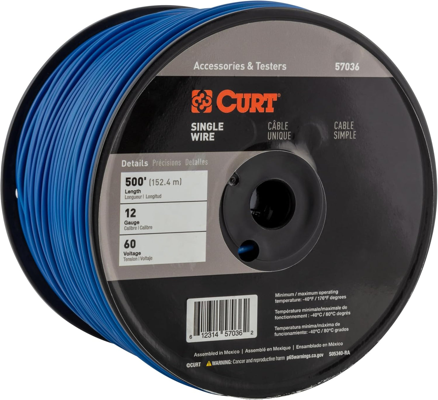 Curt Manufacturing 57037 Automotive Primary Wire, 500 ft, S PO Olred