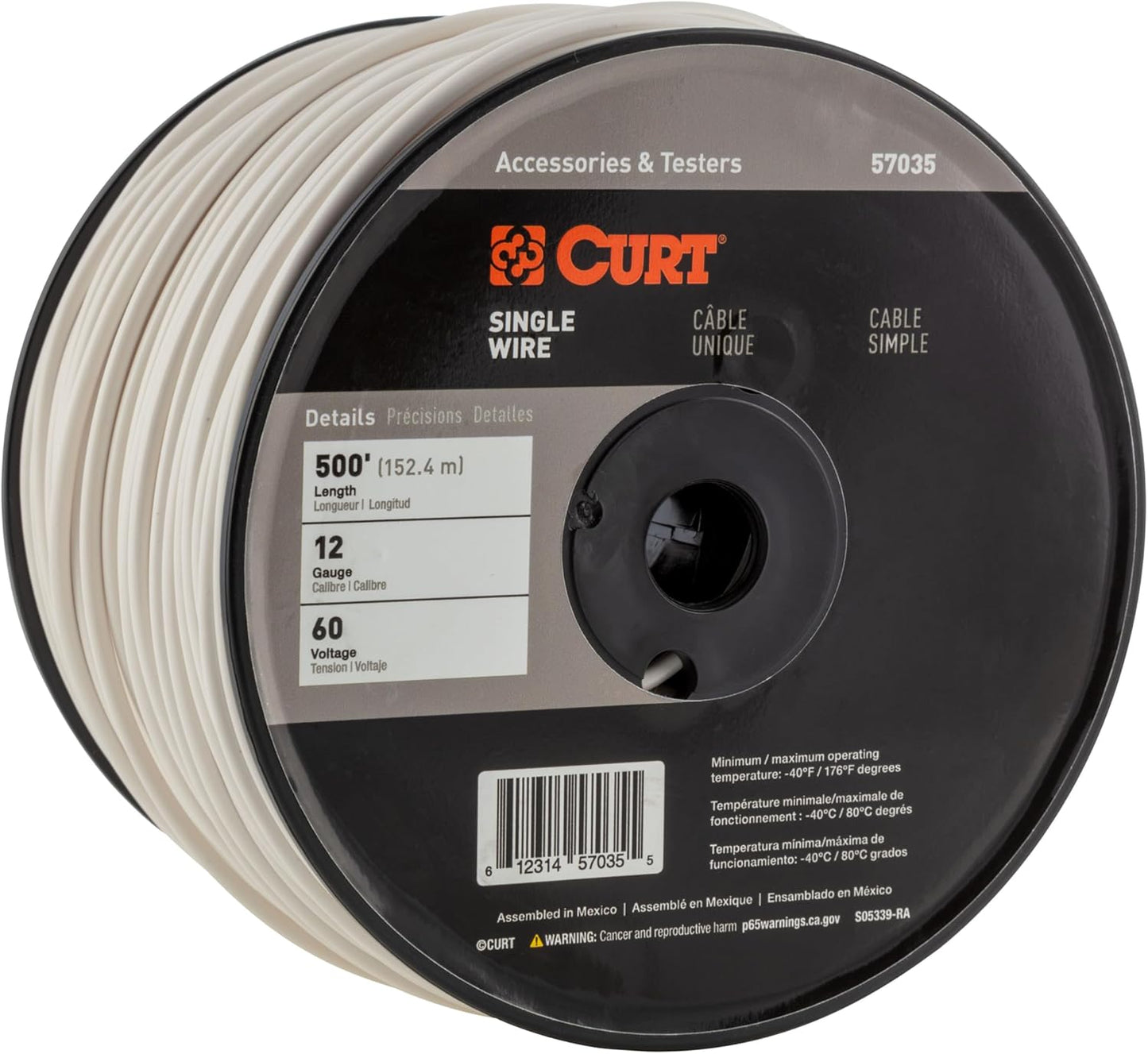 Curt Manufacturing 57035 Primary Automotive Wire, 500 Feet, White