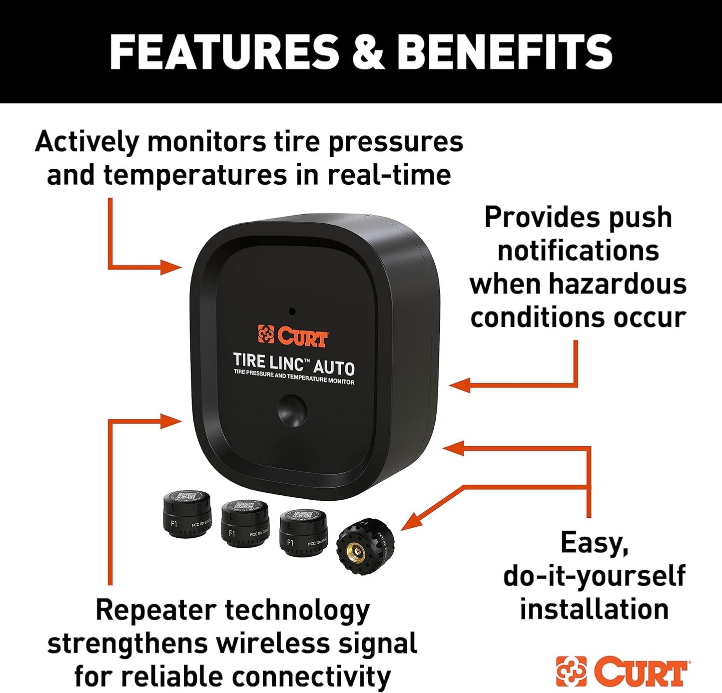 Curt Manufacturing Tire Linc Auto Advanced TPMS - Tire Pressure Monitoring System