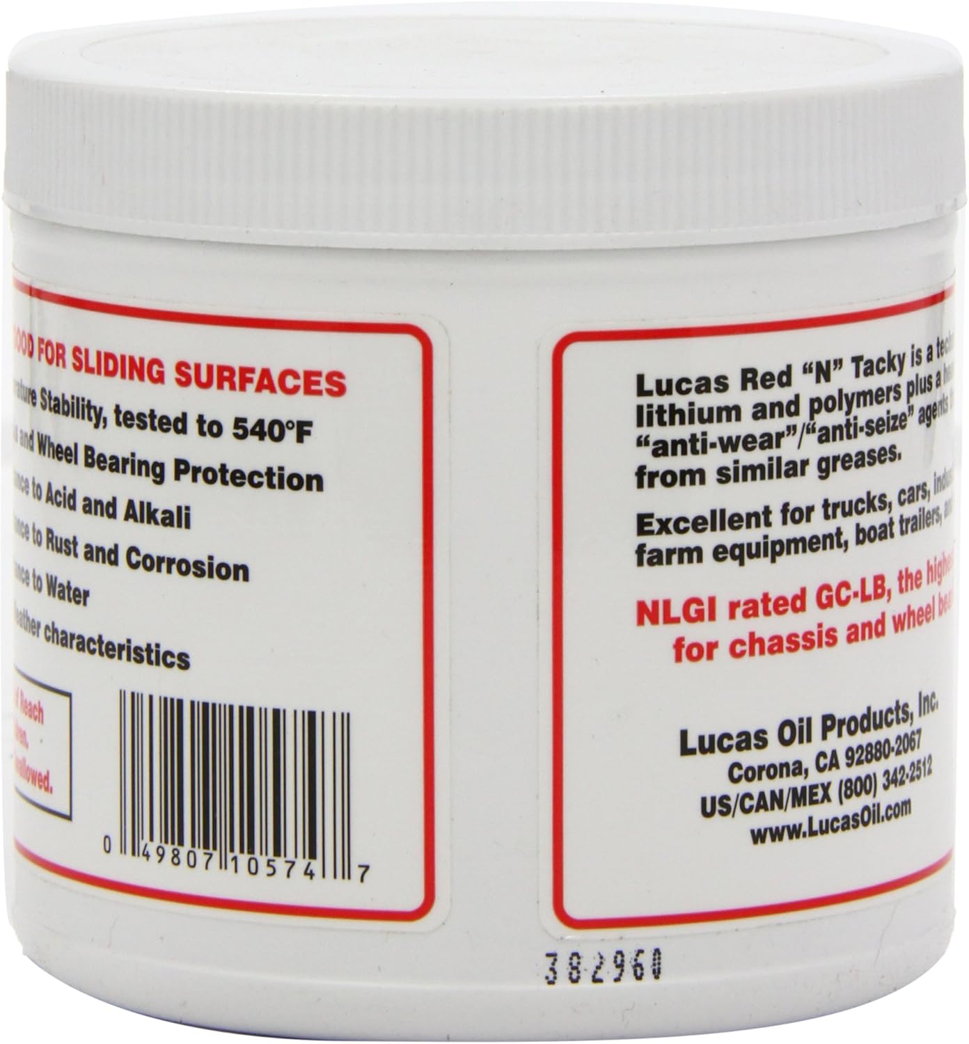 Lucas 10574; Red 'N' Tacky #2 Grease (Sold Individually) Made by Lucas