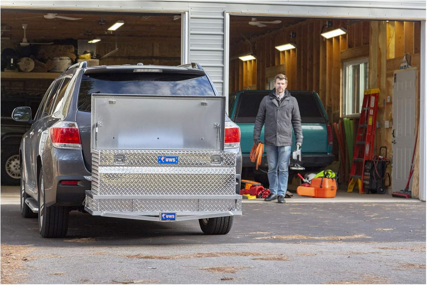 UWS EC20261 48" Heavy-Wall Aluminum Cargo Carrier Box with RigidCore Lid – Silver, Weatherproof, Secure Storage