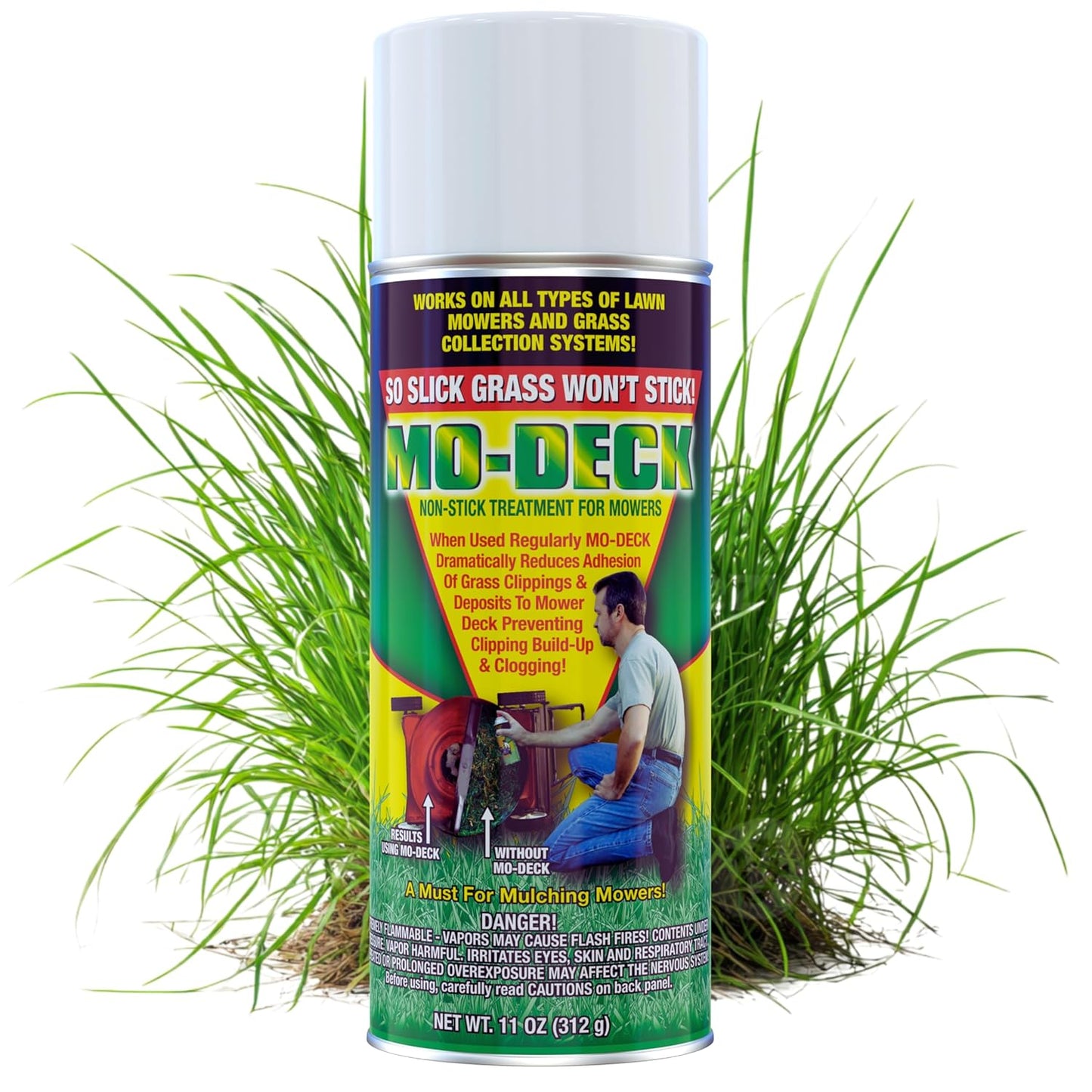 Mo Deck Spray Lawn Mower Grass Non-Stick (11 oz. Aerosol Can) (Pack of 3) with Can Gun Sprayer