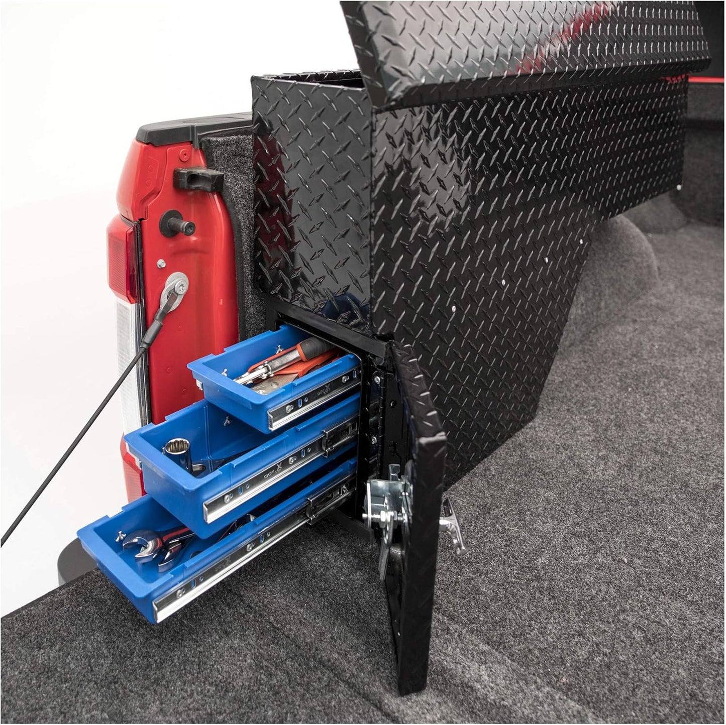 UWS EC30012 48-Inch Driver-Side Gloss Black Heavy-Wall Aluminum Fender Wheel Well Tool Box – RigidCore Lid, Weatherproof