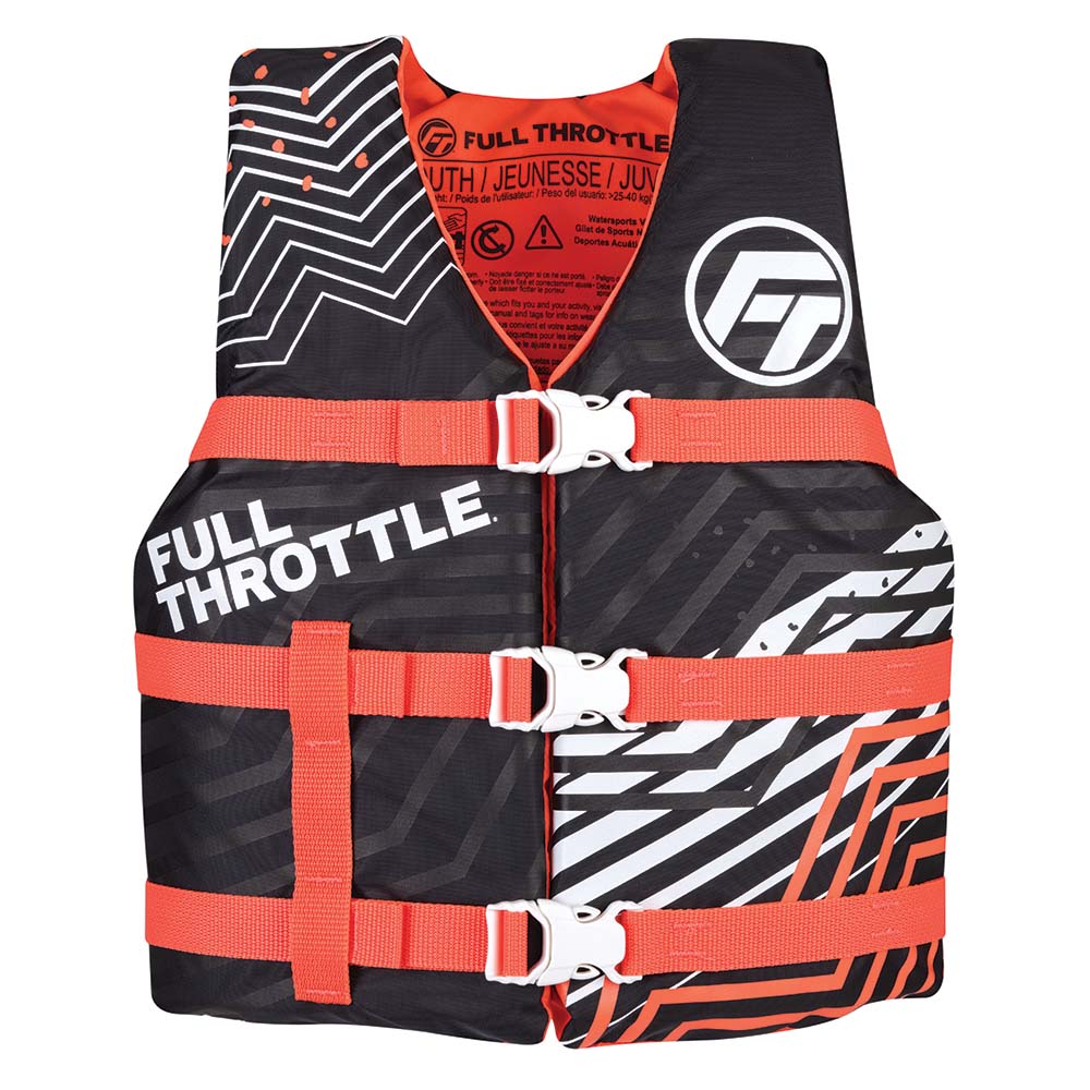 Full Throttle Youth Nylon Life Jacket - Pink/Black - Part Number 112200-105-002-22