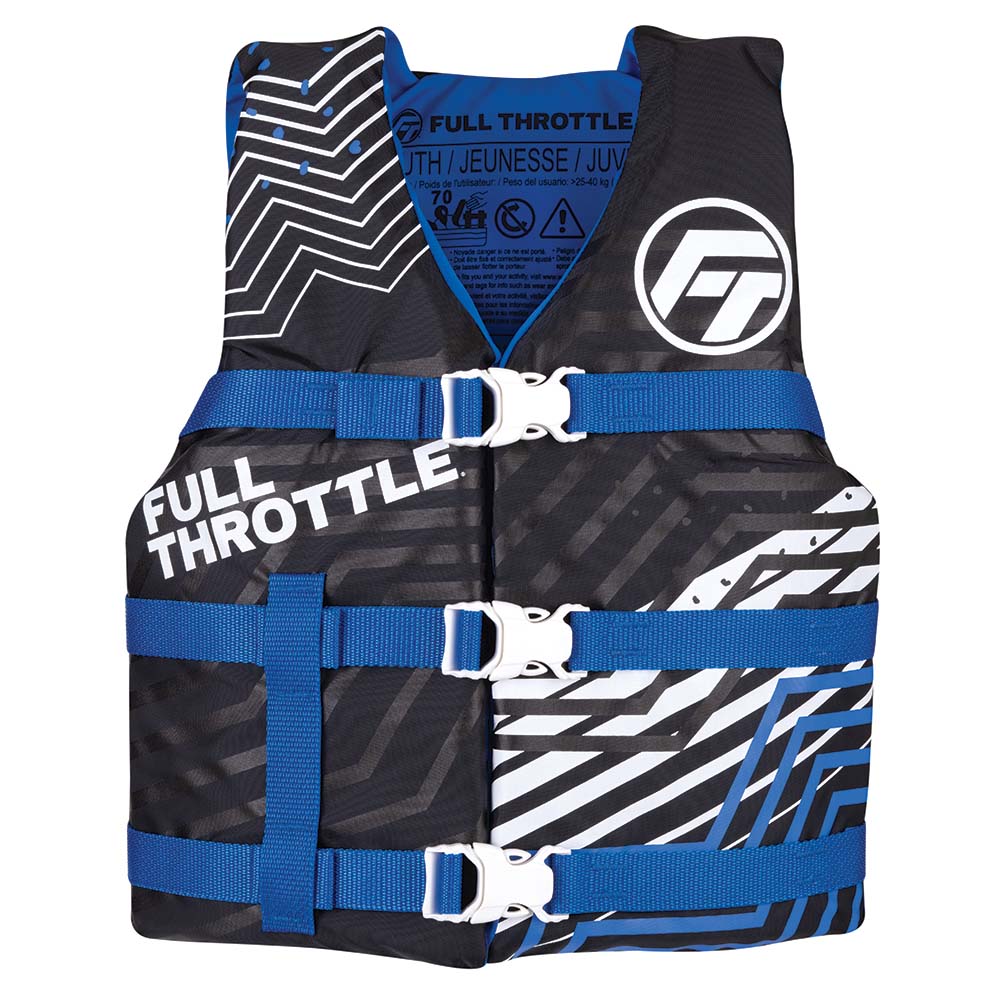Full Throttle Youth Nylon Life Jacket - Blue/Black (Part Number: 112200-500-002-22)
