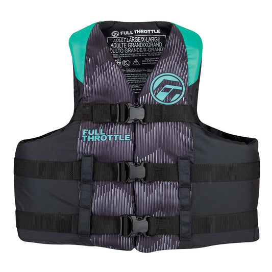 Full Throttle Adult Nylon Life Jacket - 2XL/4XL - Aqua/Black - Part Number 112200-505-080-22