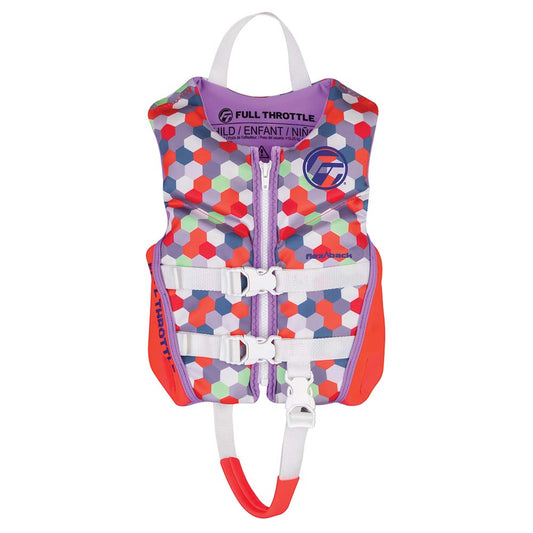 Full Throttle Child Rapid-Dry Flex-Back Life Jacket - Pink, Part Number 142500-105-001-22