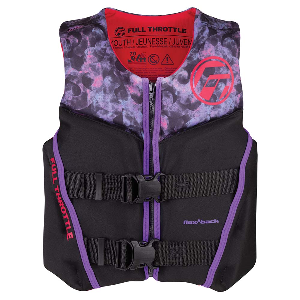Full Throttle Youth Rapid-Dry Flex-Back Life Jacket - Pink/Black 142500-105-002-22