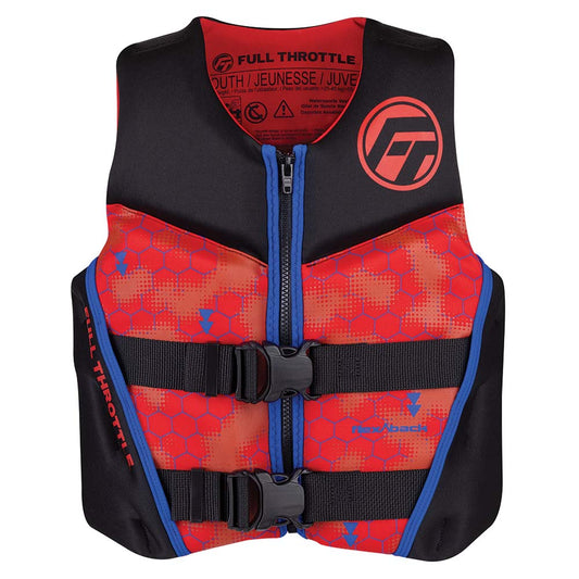 Full Throttle Youth Rapid-Dry Flex-Back Life Jacket - Red/Black - Part Number 142500-100-002-22