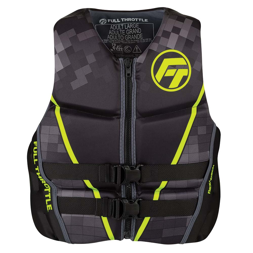 Full Throttle Men's Rapid-Dry Flex-Back Life Jacket - 2XL - Black/Green - 142500-400-060-22