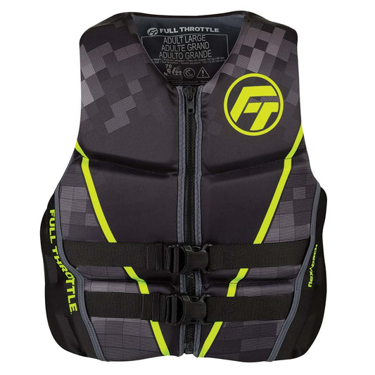 Full Throttle Men's Rapid-Dry Flex-Back Life Jacket - 2XL - Black/Green - 142500-400-060-22